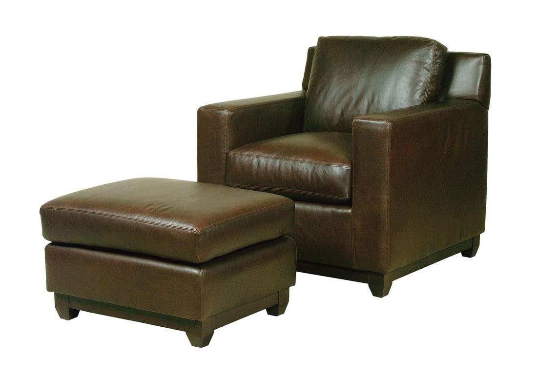 Handcrafted Avocado Leather Ottoman 18.5H 28W 23D: Handcrafted Avocado Leather Ottoman 18.5H 28W 23D Introducing the Traditional Avocado Leather Ottoman, a stunning hand-crafted piece made to order in the USA. This ottoman features a luxurious avocado