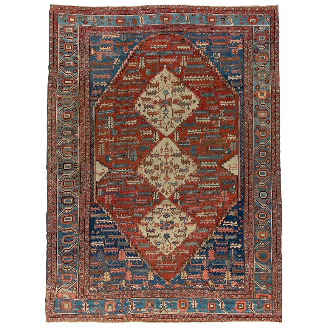 Early 20th Century Rustic Persian Bakshaish Tribal Wool Rug 11'3" x 15'3": Early 20th Century Rustic Persian Bakshaish Tribal Wool Rug 11'3" x 15'3" This exquisite Rustic Persian Bakshaish Tribal Room Size Rug is a stunning example of early 20th-century craftsmanship. Measur