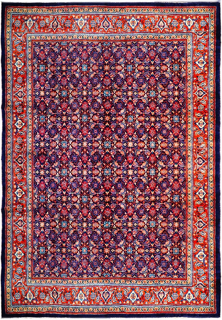 Handcrafted Navy Blue Persian Tabriz Herati Mahal Rug 9'2 x 12'10: Handcrafted Navy Blue Persian Tabriz Herati Mahal Rug 9'2 x 12'10 Free continental US Shipping This exquisite semi-antique Persian Tabriz Herati Mahal rug measures 9' 2" x 12' 10" and showcases tradit