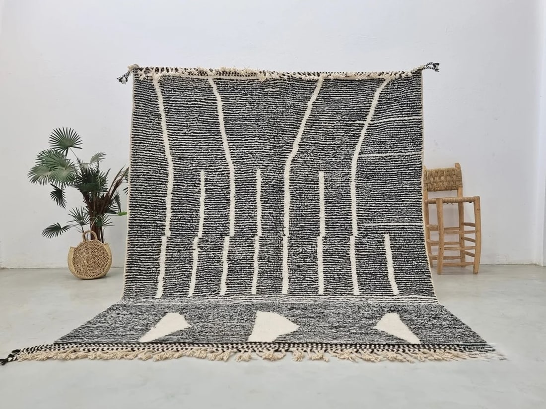 Elegant Handmade Moroccan Wool Rug 9.84 x 6.56 Feet: Elegant Handmade Moroccan Wool Rug 9.84 x 6.56 Feet Introducing an elegant handmade soft wool rug, meticulously handwoven in the Atlas Mountains by skilled local Berber women weavers. This stunning pi