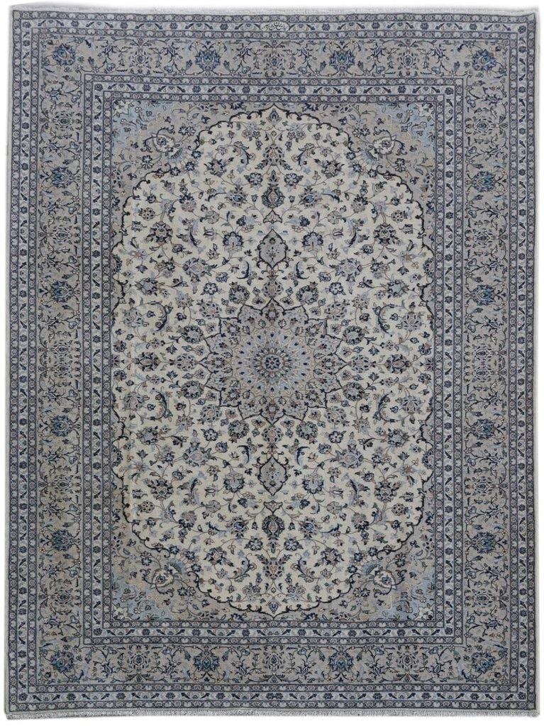 Signed Persian Shadsar Kashan Rug 9'10 x 13'4 Ivory Handmade: Signed Persian Shadsar Kashan Rug 9'10 x 13'4 Ivory Handmade Free continental US Shipping Transform your space with this exquisite signed Shadsar Kashan rug, measuring 9' 10" x 13' 4". Handcrafted by