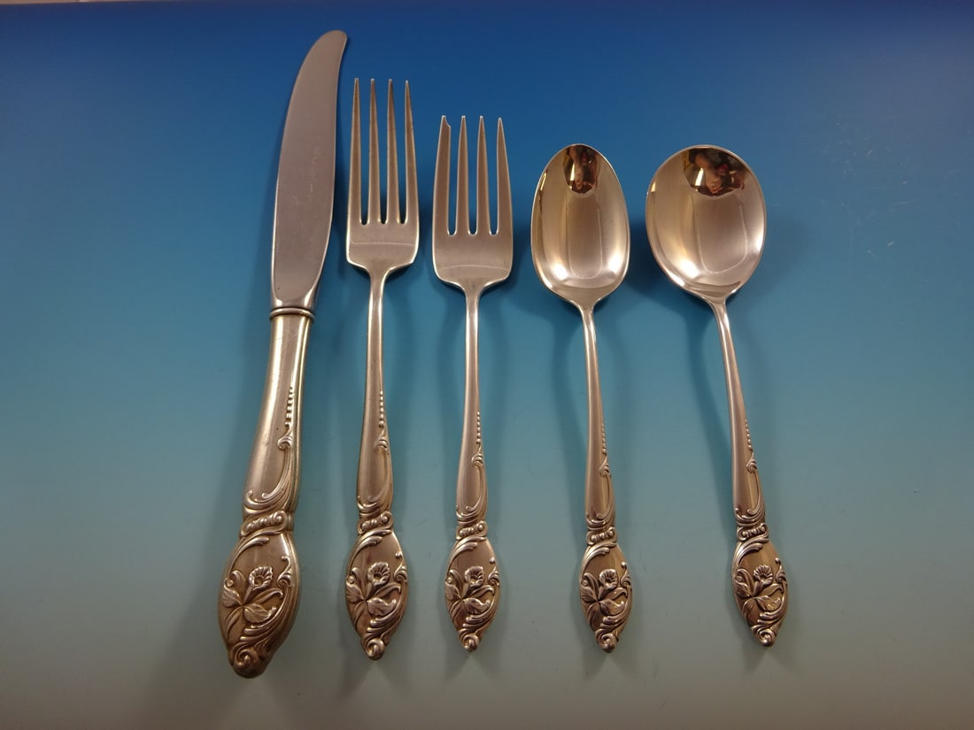 Westmorland Enchanting Orchid Sterling Silver Flatware Set 64 Pcs with Storage Chest: Westmorland Enchanting Orchid Sterling Silver Flatware Set 64 Pcs with Storage Chest Discover the elegance of the Enchanting Orchid by Westmorland Sterling Silver Flatware Service, a stunning collecti