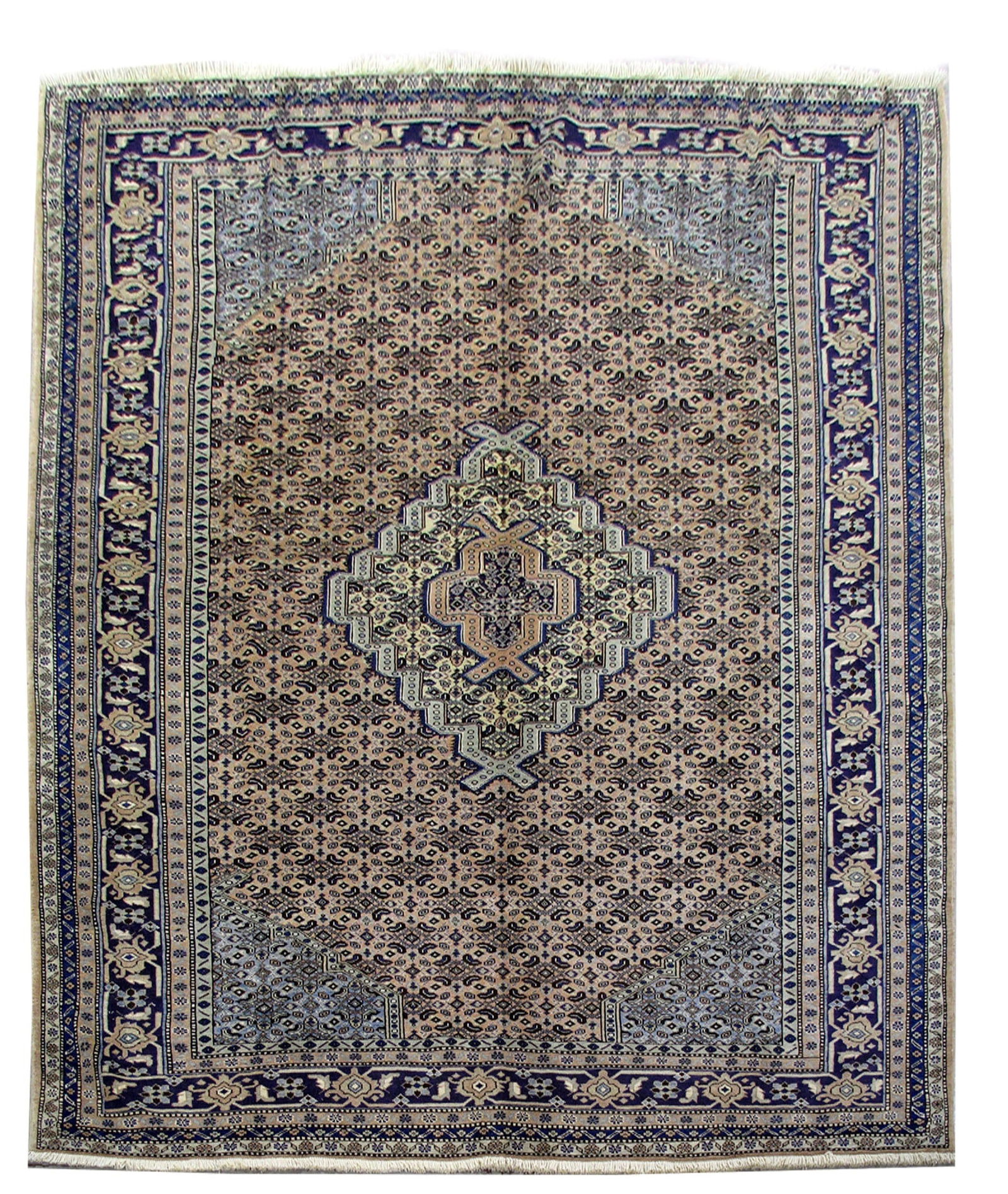 Luxurious 9'10 x 12' Hand-Knotted Navy Blue Persian Ardebil Rug: Luxurious 9'10 x 12' Hand-Knotted Navy Blue Persian Ardebil Rug Free continental US Shipping Elevate your space with this exquisite 9' 10" x 12' Hand-knotted Persian Ardebil Rug, meticulously crafted