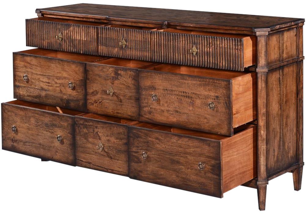 St. Denis Rustic Pecan Dresser Chest Soft-Closing Drawers 40H 72W 18D (1 of 5)