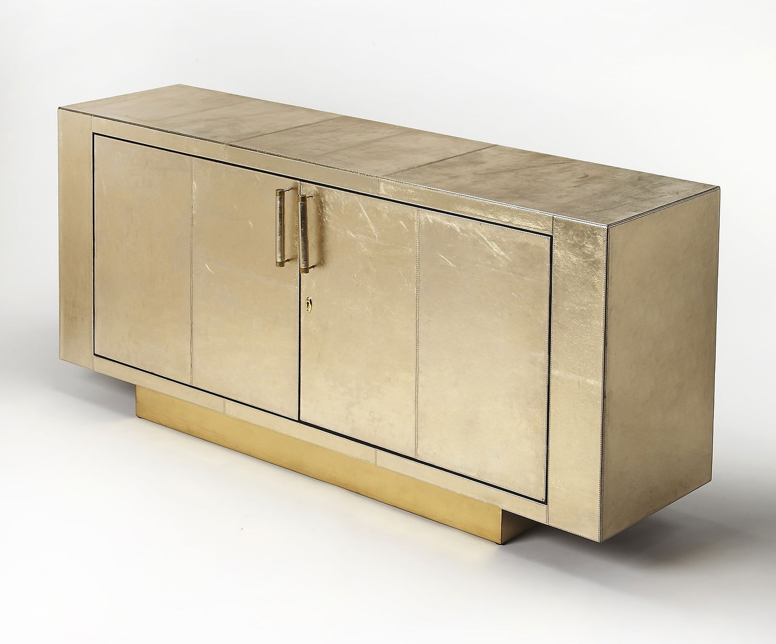 Butler Francois Gold Leather Brass Buffet Storage: Butler Francois Gold Leather Brass Buffet Storage Elevate your dining experience with this Luxurious Leather and Brass Buffet Storage, a stunning addition to any home. Crafted from high-quality materi