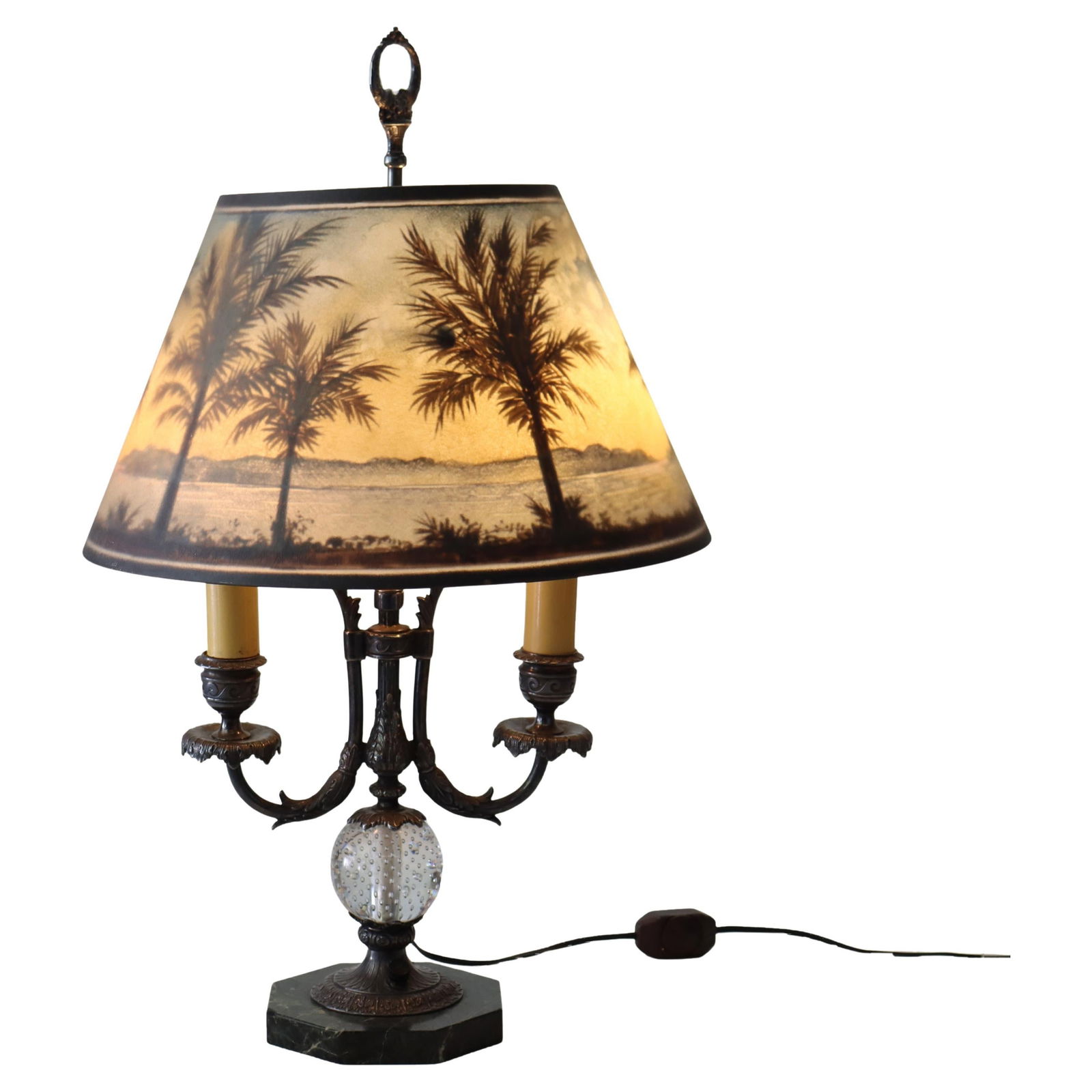 Arts and Crafts Reverse Painted Lamp with Moonlit Bay Scene Attributed to Pairpoint (1 of 14)