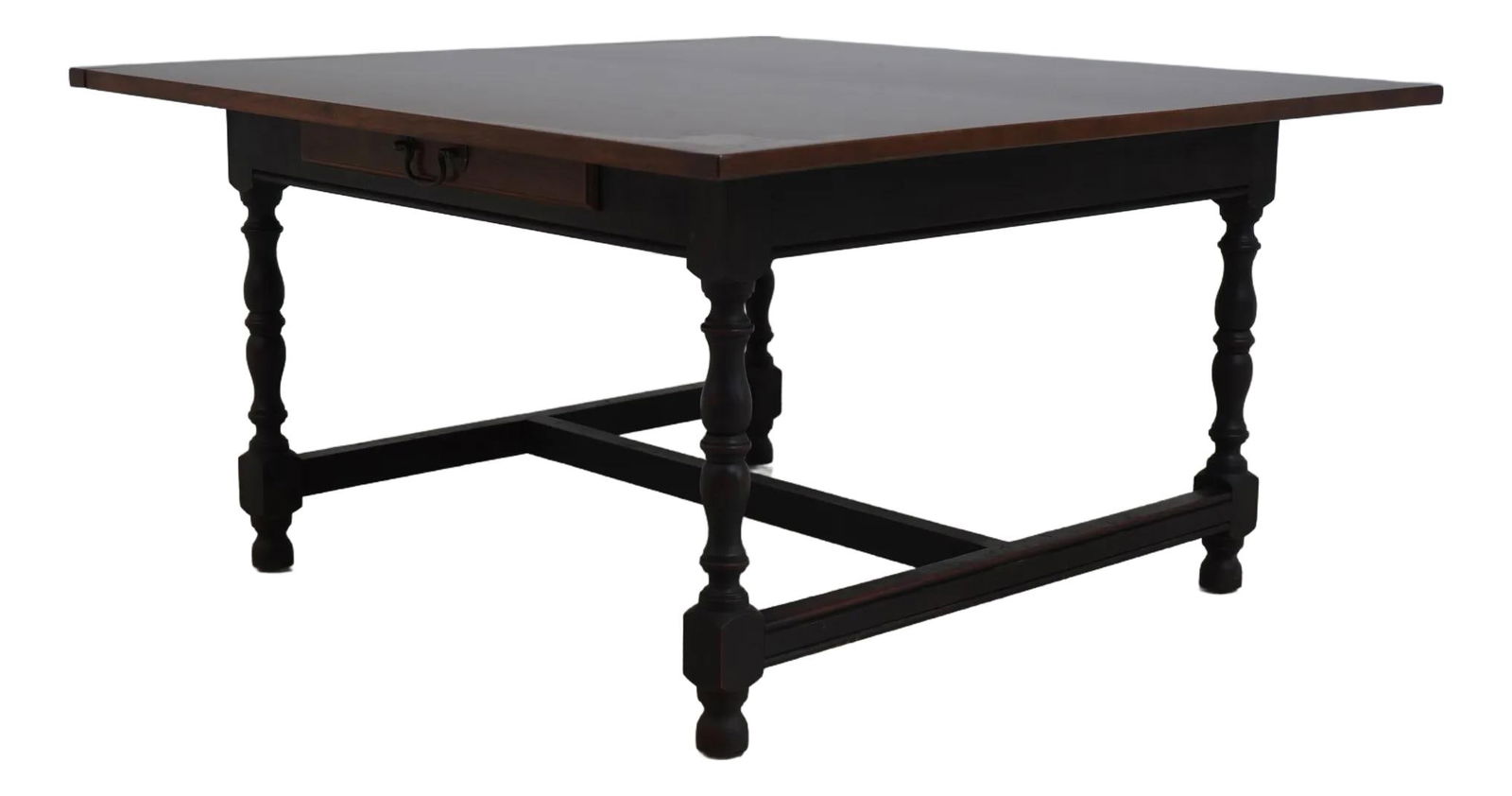Eldred Wheeler Handcrafted Cherry Coffee Table with Black Base: Eldred Wheeler Handcrafted Cherry Coffee Table with Black Base This exquisite Eldred Wheeler coffee table showcases a charming country style with a rich cherry finish top complemented by a black paint