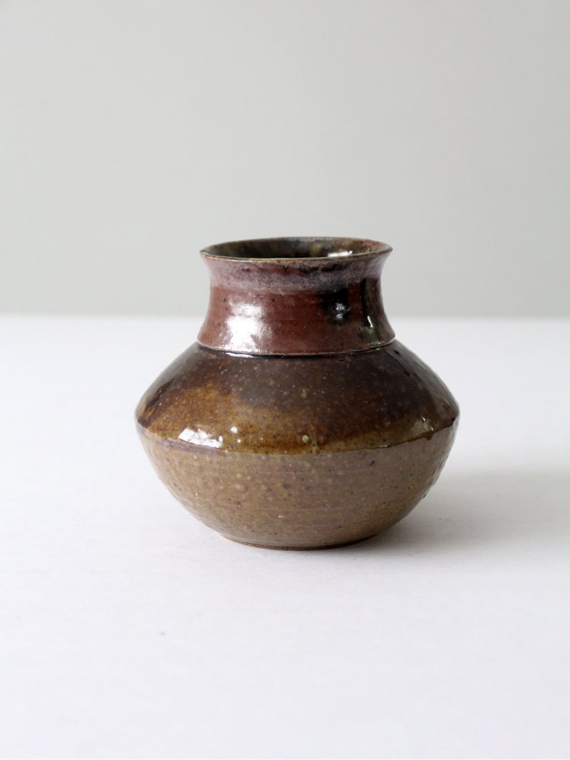 Handmade Vintage Studio Pottery Vase Rustic Earthy Glaze (1 of 11)