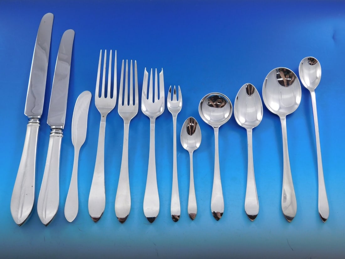 Tiffany & Co. Faneuil Sterling Silver Flatware Set 247 Pieces: Tiffany & Co. Faneuil Sterling Silver Flatware Set 247 Pieces Experience the elegance of the Faneuil flatware set by Tiffany & Co., crafted from high-quality sterling silver. This monumental 247-piece