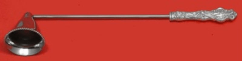 Wallace Irian Sterling Silver Candle Snuffer 11 1/4 Custom Made: Wallace Irian Sterling Silver Candle Snuffer 11 1/4 Custom Made Enhance your candle lighting experience with this exquisite Irian Candle Snuffer by Wallace. Crafted from sterling silver, this custom-m