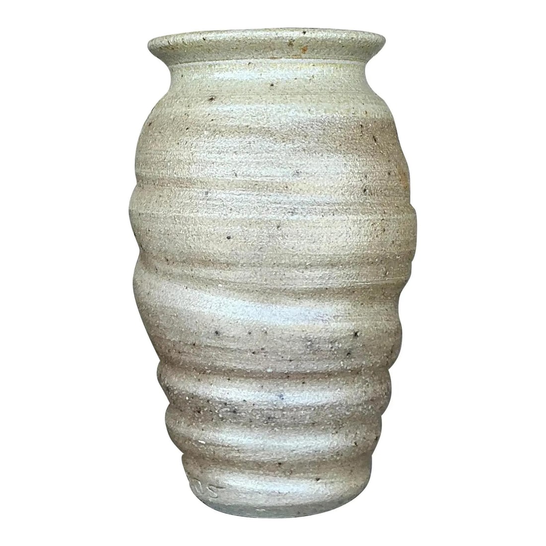 Vintage Boho Studio Pottery Vase 4x7 Organic Charm: Vintage Boho Studio Pottery Vase 4x7 Organic Charm This vintage Boho studio pottery vase showcases a captivating texture and organic charm. Its distinctive spiraling ribbed form, reminiscent of a natu