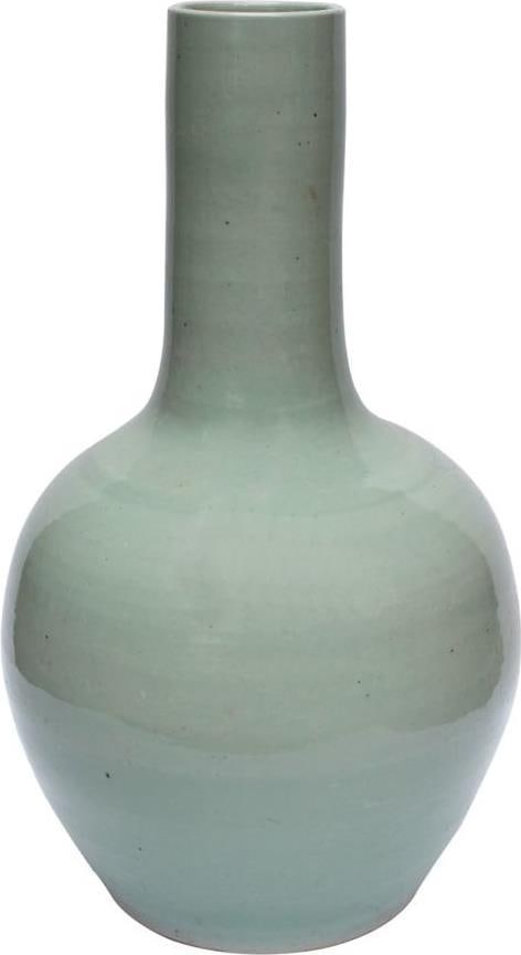 Handmade Asian Style Mint Green Ceramic Vase 28H 16W 16D: Handmade Asian Style Mint Green Ceramic Vase 28H 16W 16D This exquisite handmade Asian style vase showcases a beautiful mint green hue, ideal for elevating any decor. With its globular shape and intri