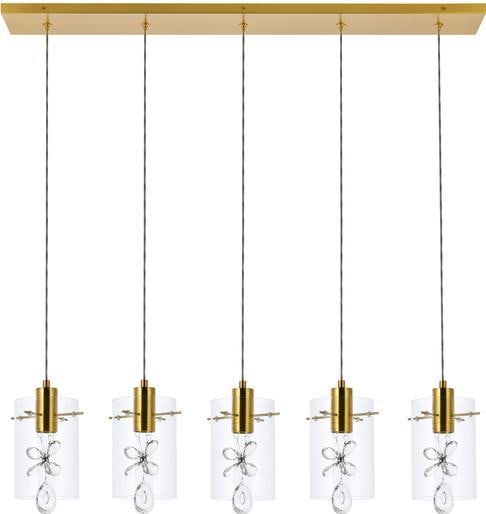 Elegant Lighting Hana Gold Pendant Lamp with Crystal Accents: Elegant Lighting Hana Gold Pendant Lamp with Crystal Accents Illuminate your space with this Elegant Gold Pendant Lamp featuring stunning crystal adjustments. Designed to enhance any room, this pendan