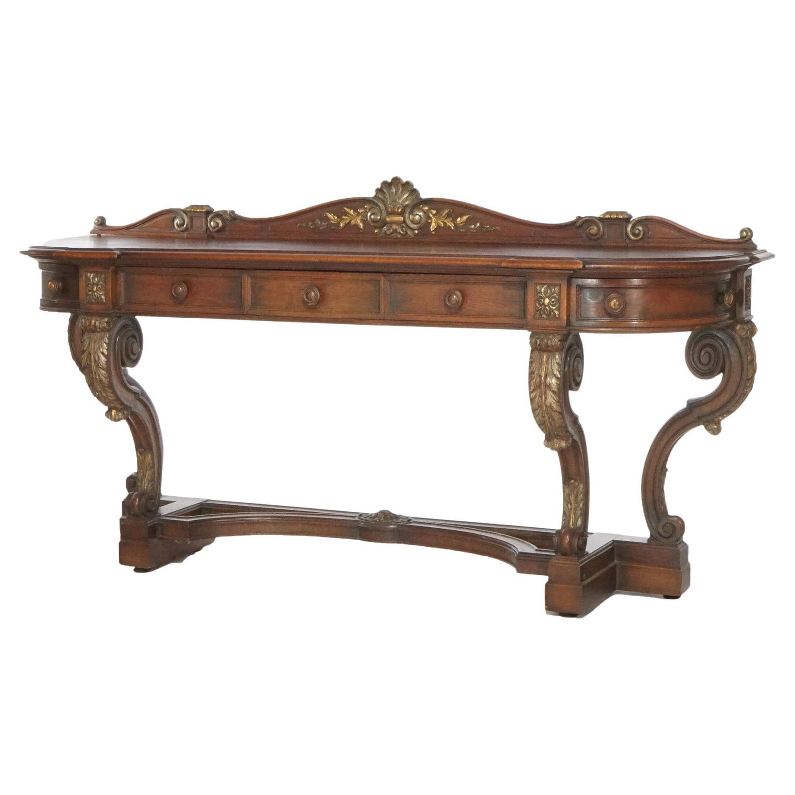 Antique Italian Carved Oak Giltwood Sideboard circa 1910 (1 of 18)