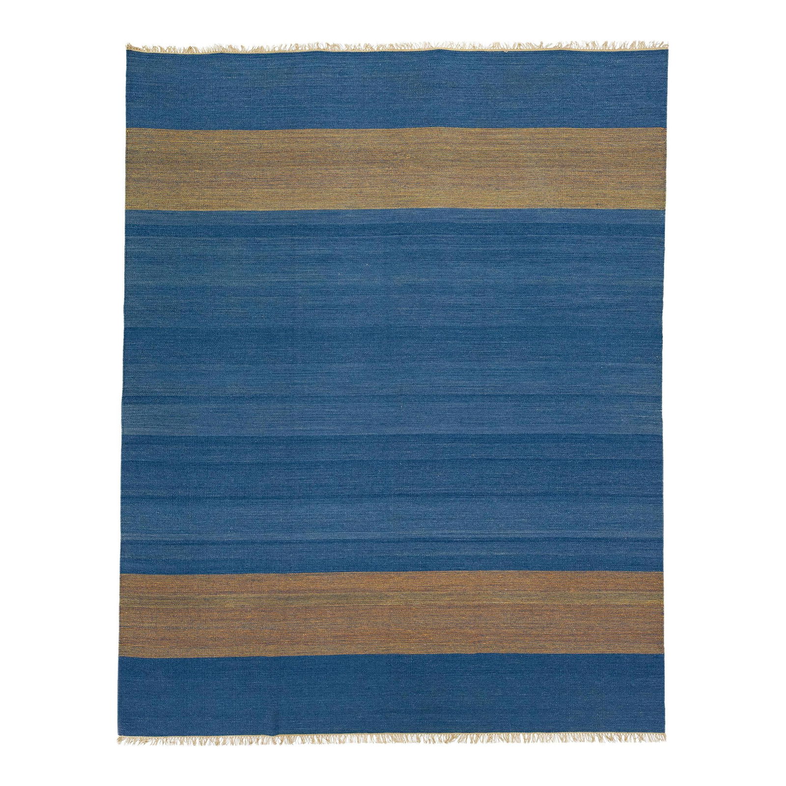 Contemporary Blue Wool Kilim Flatweave Rug 7'10 x 9'10 Minimalist Design: Contemporary Blue Wool Kilim Flatweave Rug 7'10 x 9'10 Minimalist Design Enhance your living space with this stunning contemporary Kilim flatweave wool rug, showcasing a vibrant blue color field compl