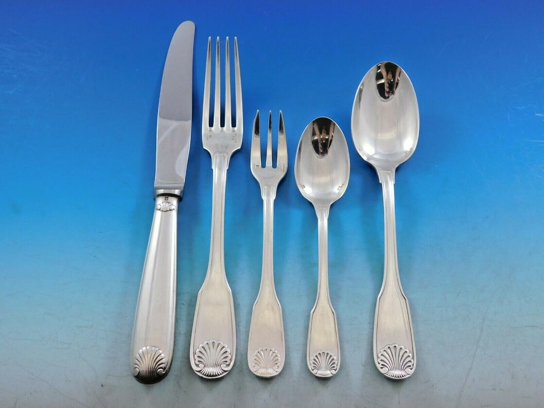 Christofle Vendome 67pc Silverplate Flatware Set for 12 Louis XIV Style: Christofle Vendome 67pc Silverplate Flatware Set for 12 Louis XIV Style Elevate your dining experience with this exquisite Arcantia Vendome Flatware Set by Christofle, featuring a stunning Louis XIV d