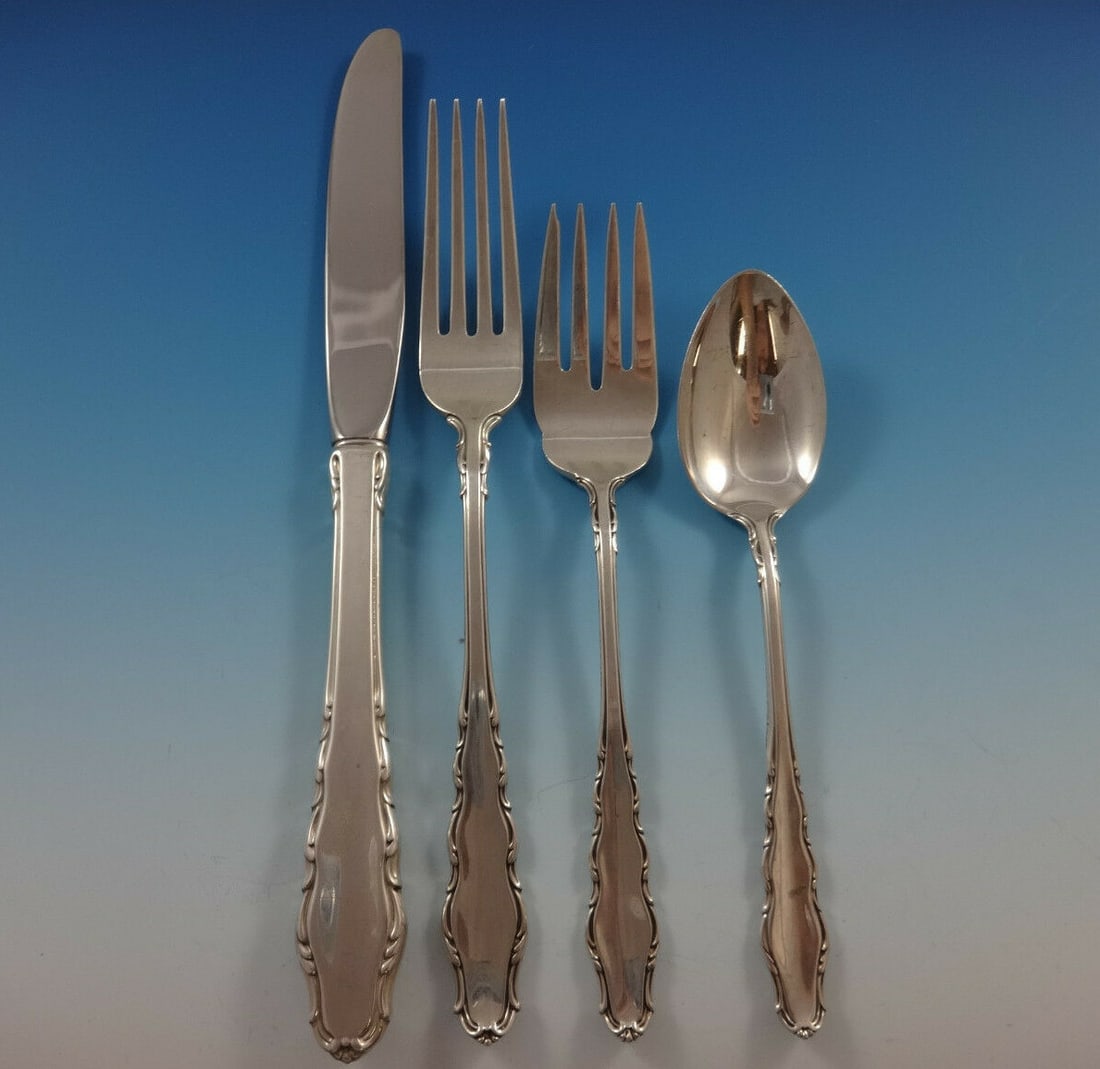 Reed & Barton English Provincial Sterling Silver Flatware Set 32 Pieces with Storage Chest: Reed & Barton English Provincial Sterling Silver Flatware Set 32 Pieces with Storage Chest Discover the elegance of the English Provincial Sterling Silver Flatware Set by Reed & Barton, comprising 32