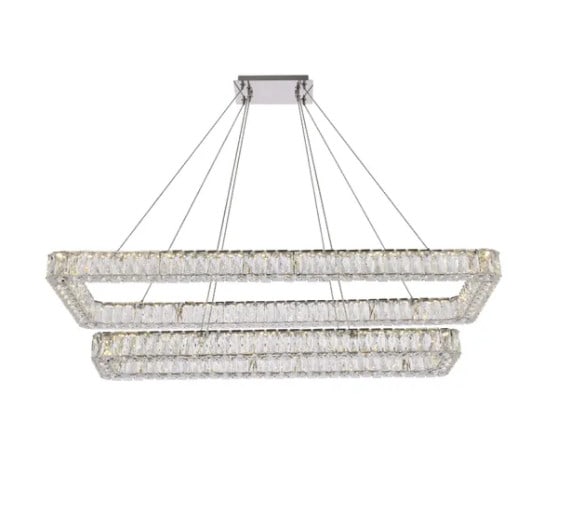 Elegant Lighting Monroe 50 Inch Chrome LED Chandelier with Royal Cut Crystals: Elegant Lighting Monroe 50 Inch Chrome LED Chandelier with Royal Cut Crystals Illuminate your space with this stunning 50-inch Crystal Chandelier Light Fixture, designed to enhance the ambiance of any