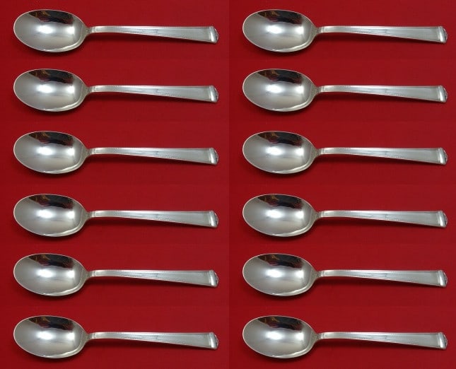 International Pantheon Sterling Silver Teaspoon Set 12 Pieces 6 Inch: International Pantheon Sterling Silver Teaspoon Set 12 Pieces 6 Inch Discover the elegance of the Pantheon pattern with this exquisite 12-piece sterling silver teaspoon set by International. Each spoo