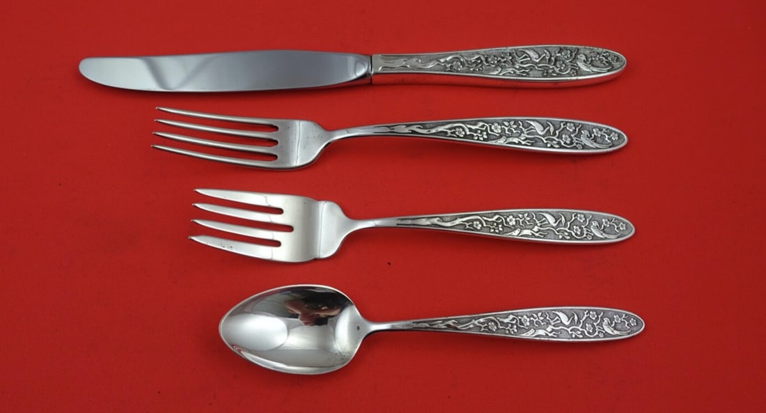 Reed and Barton Tree of Life Sterling Silver 4-Piece Set: Reed and Barton Tree of Life Sterling Silver 4-Piece Set Elevate your dining experience with this exquisite 4-piece sterling silver setting from Reed and Barton, featuring the elegant Tree of Life pat