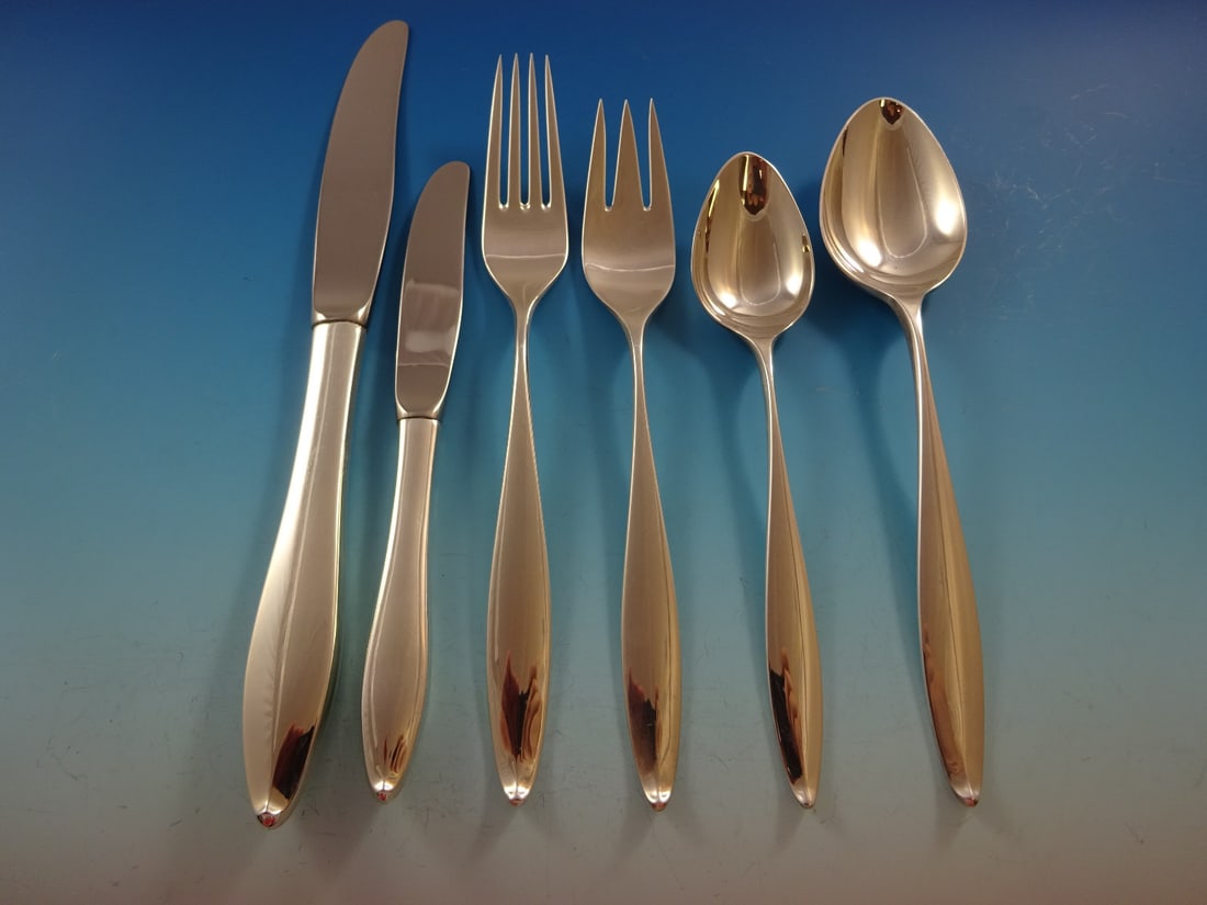 Towle Vespera Sterling Silver Flatware Set for 8 - 53 Pieces Modern Design: Towle Vespera Sterling Silver Flatware Set for 8 - 53 Pieces Modern Design Elevate your dining experience with the Vespera by Towle Sterling Silver Flatware Set, designed for 8 and comprising 53 piece