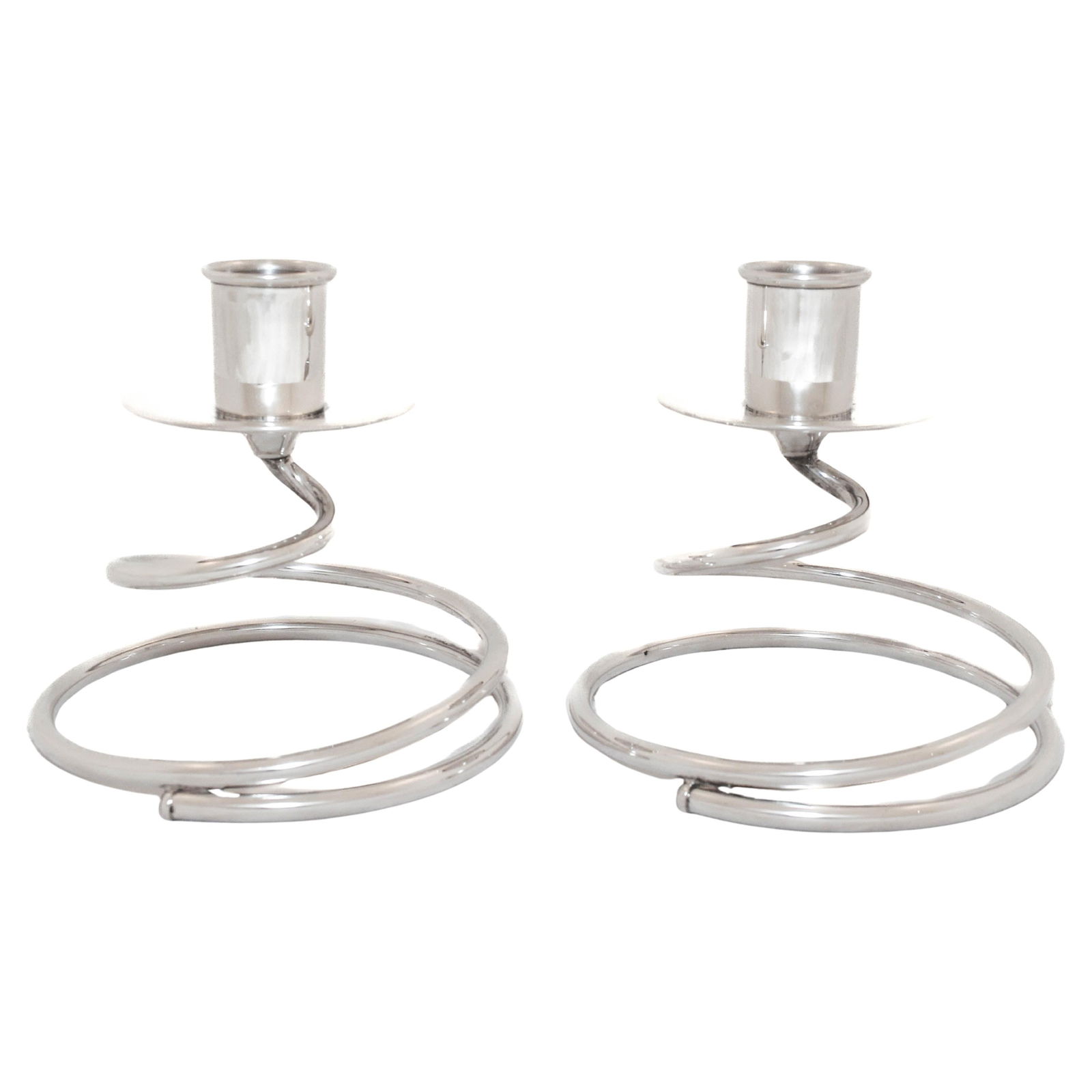 Vintage Fisher Silversmiths Sterling Silver Spiral Candlesticks Set of 2 (1 of 6)