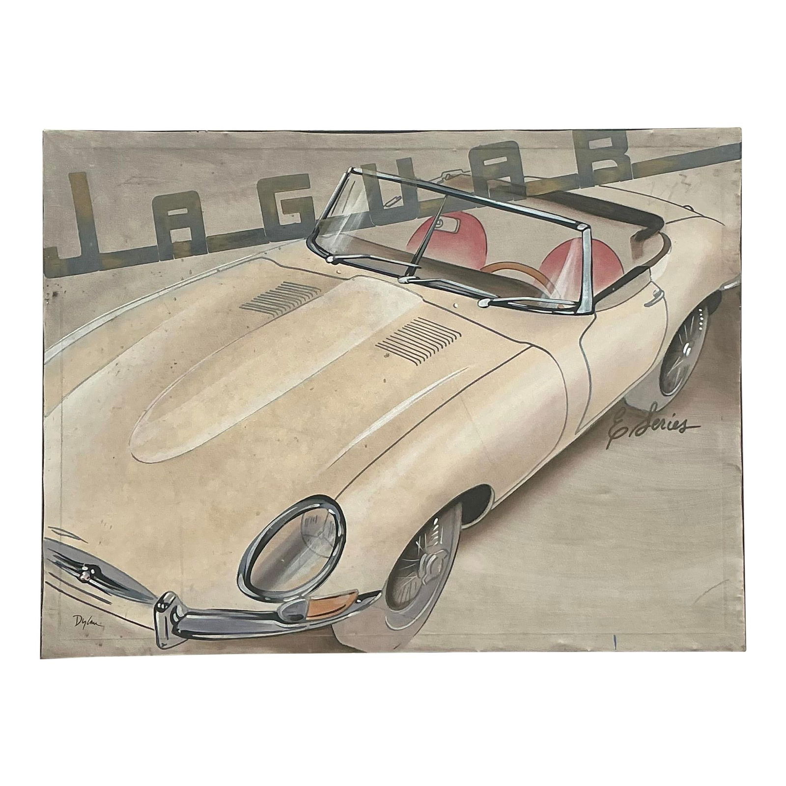 Vintage Boho Original Jaguar Oil Painting 48 x 36.25 Canvas: Vintage Boho Original Jaguar Oil Painting 48 x 36.25 Canvas Enhance your living space with this stunning vintage Boho original oil painting on canvas. Featuring a vibrant palette and expressive brushw