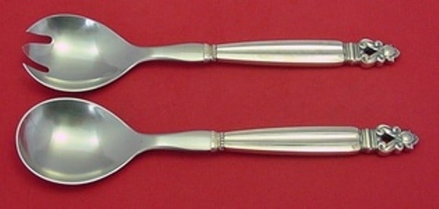Georg Jensen Acorn Sterling Silver Salad Serving Set 2pc 9 1/4" (1 of 1)
