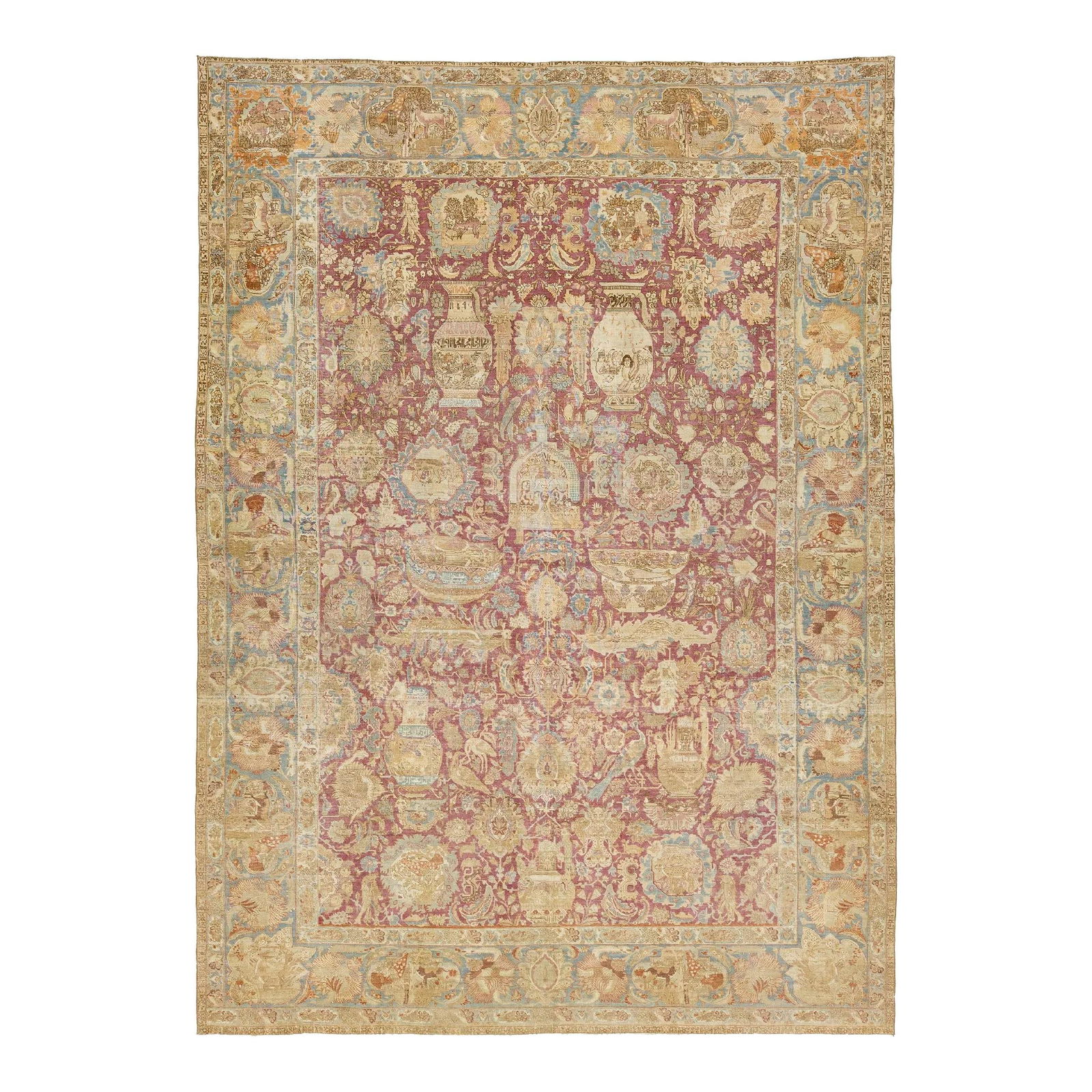 Antique Persian Tabriz Wool Rug 10'2 x 14'2 Red Floral Design 1900s: Antique Persian Tabriz Wool Rug 10'2 x 14'2 Red Floral Design 1900s This exquisite Antique Persian Tabriz wool rug, crafted in the 1900s, boasts a stunning traditional floral pattern. The vibrant red