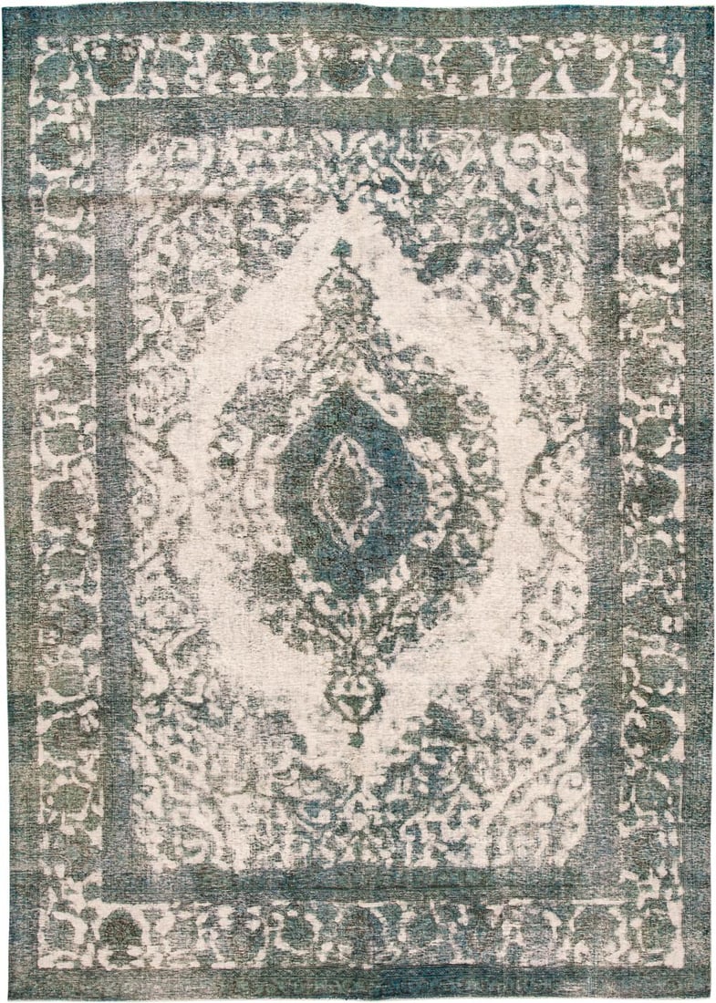 Mid-Century Antique Persian Overdye Wool Rug 8x11.03: Mid-Century Antique Persian Overdye Wool Rug 8x11.03 This stunning mid-20th century antique Persian rug features a captivating silvery gray/blue overdye and a beautifully intricate medallion design at