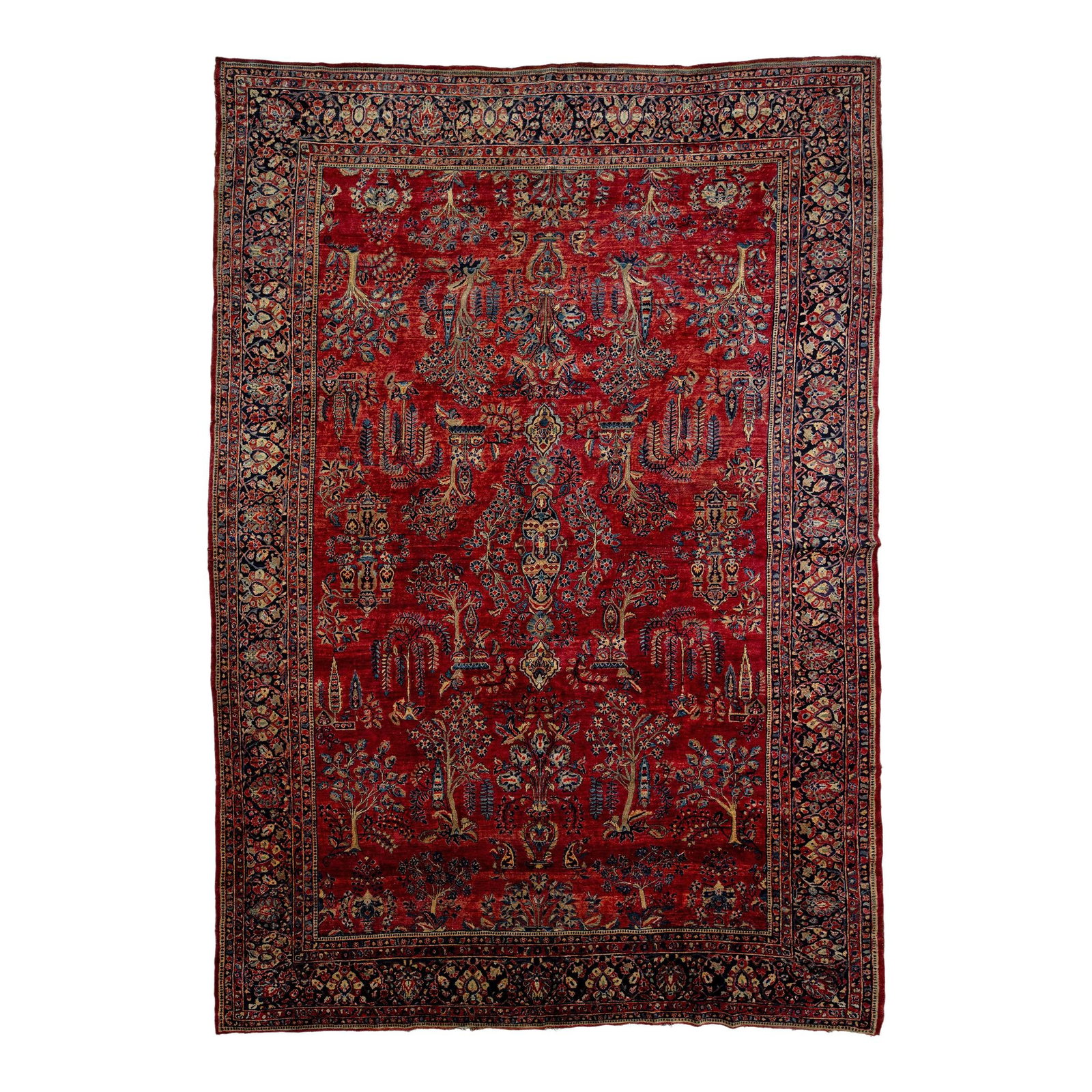 Antique Persian Sarouk Wool Rug 10'7 x 15'3 Floral Design Red (1 of 10)