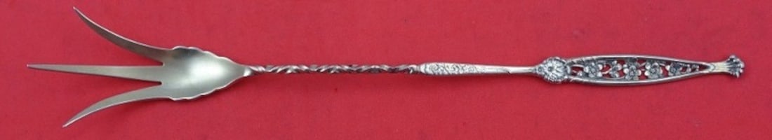 Whiting Number 1 Sterling Silver Lettuce Fork 8 7/8" Gold Washed Pierced Handle: Whiting Number 1 Sterling Silver Lettuce Fork 8 7/8" Gold Washed Pierced Handle This exquisite sterling silver lettuce fork, crafted by Whiting, features the elegant 'Number 1' pattern, also known as