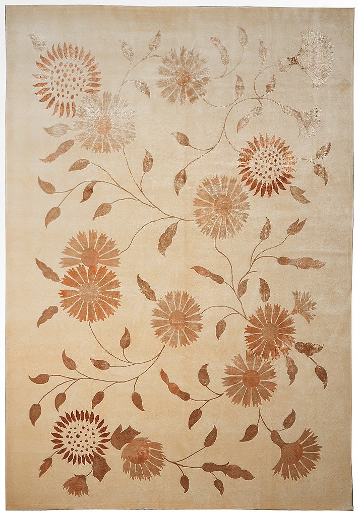 Handmade 8.9 x 12 Wool and Silk Contemporary Ivory Area Rug: Handmade 8.9 x 12 Wool and Silk Contemporary Ivory Area Rug Free continental US Shipping This handmade contemporary rug features a blend of wool and silk, offering a modern design with an ivory color