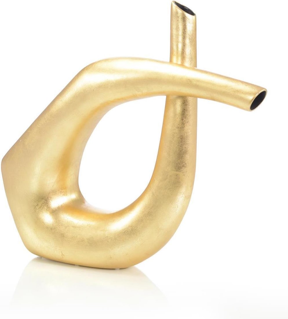 John-Richard Modern Gold Tordre Vase 28H x 13W x 5D: John-Richard Modern Gold Tordre Vase 28H x 13W x 5D Introducing the Modern Gold Tordre Vase by John-Richard, a stunning addition to any decor. This elegant vase features a unique tordre design, perfec