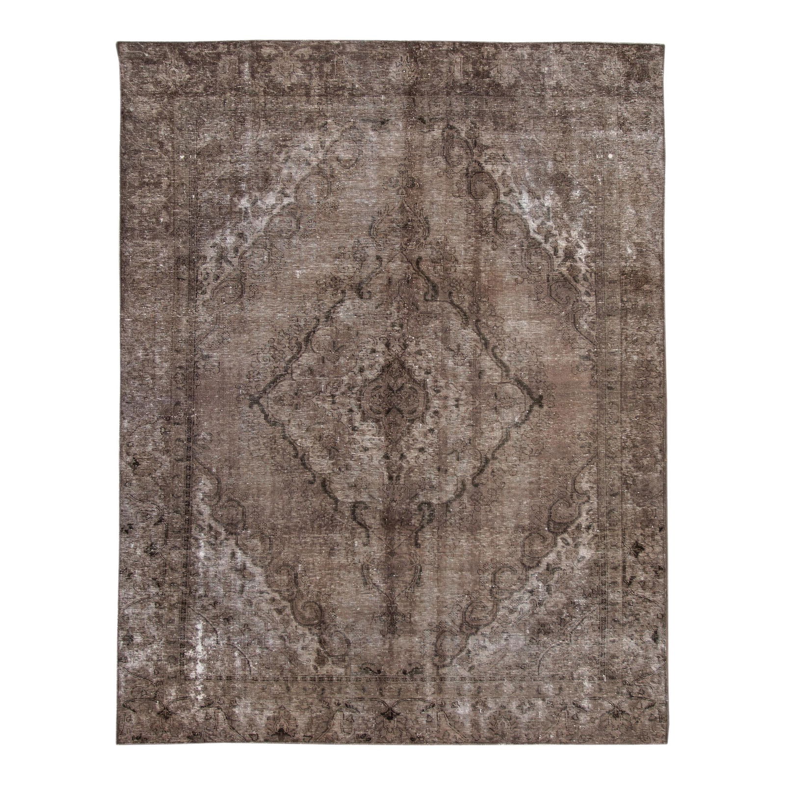 Brown Vintage Medallion Handmade Wool Rug 8'6 X 11'6: Brown Vintage Medallion Handmade Wool Rug 8'6 X 11'6 This exquisite hand-knotted vintage wool rug features a rich brown field with dark brown accents and an elegant medallion design. Measuring 8'6" x
