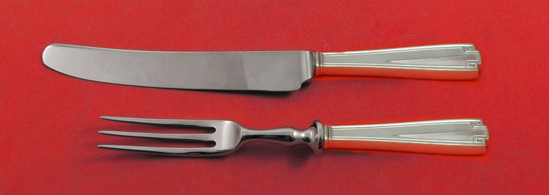 Gorham Etruscan Sterling Silver Fruit Set 2pc Custom Made: Gorham Etruscan Sterling Silver Fruit Set 2pc Custom Made Elevate your dining experience with this exquisite Etruscan by Gorham Sterling Silver Individual Fruit Set. This 2-piece set features a hollow