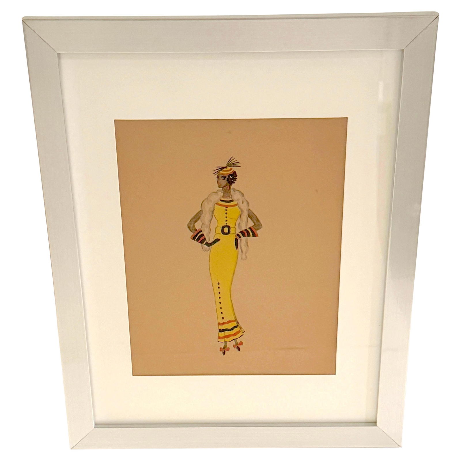 Wayne Benter Jung Fashion Sketch Josephine Baker Late 1940s: Wayne Benter Jung Fashion Sketch Josephine Baker Late 1940s This exquisite fashion sketch, created by Wayne Benter Jung, features the iconic Josephine Baker in a representation that reflects her glamo
