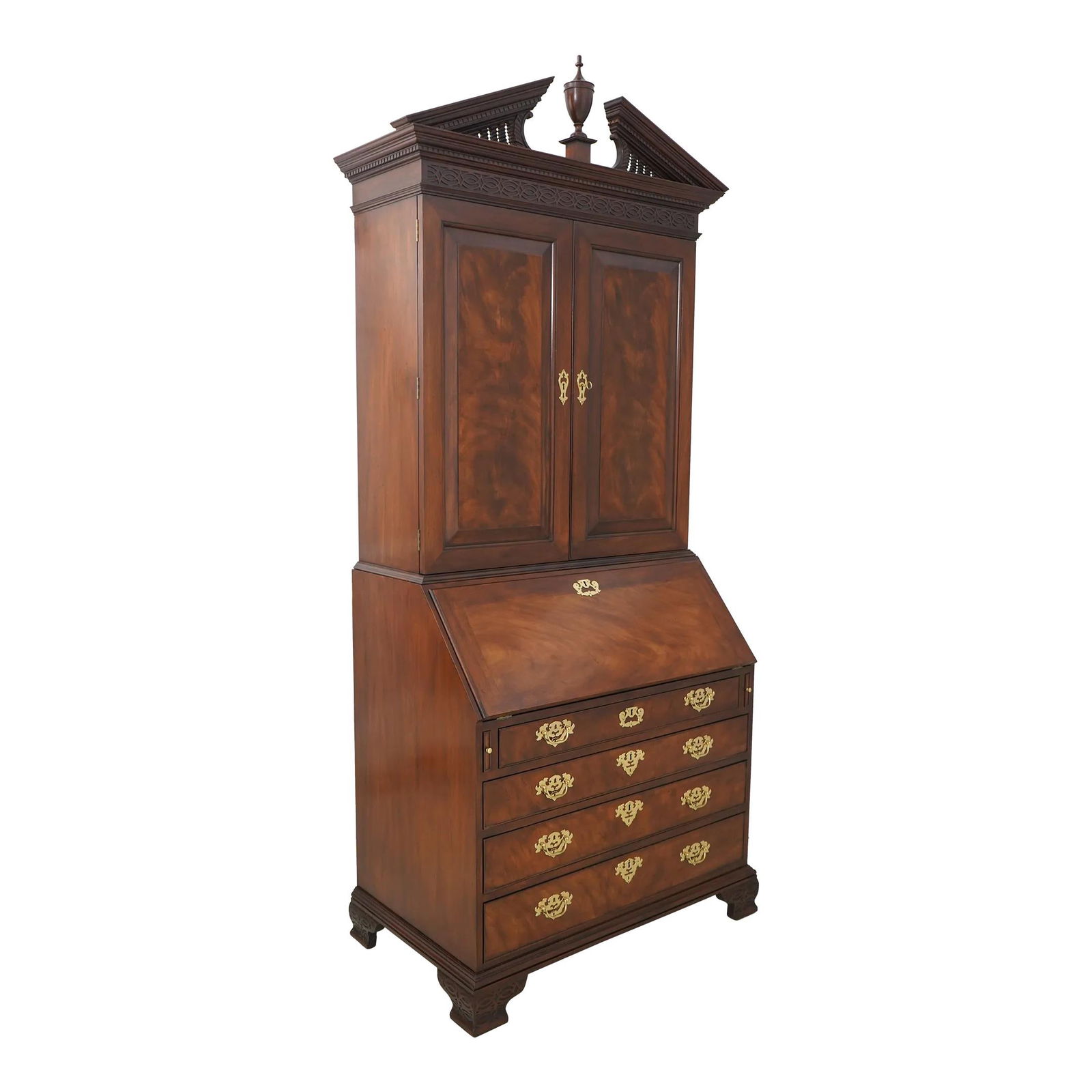 Baker Historic Charleston Chippendale Mahogany Secretary Desk with Brass Hardware: Baker Historic Charleston Chippendale Mahogany Secretary Desk with Brass Hardware This exquisite Baker Historic Charleston Chippendale Mahogany Secretary Desk showcases timeless craftsmanship and clas
