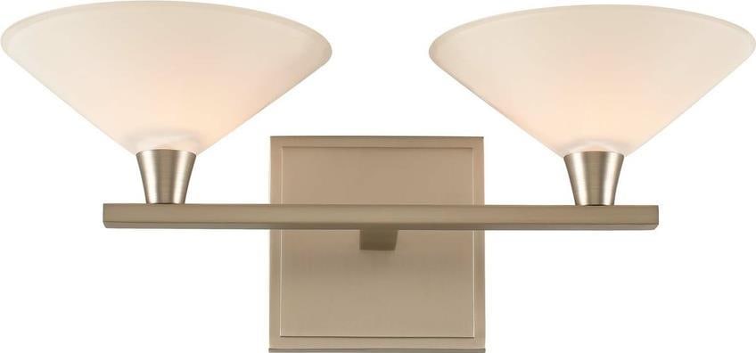 Kalco Galvaston Satin Nickel 2-Light Bathroom Fixture: Kalco Galvaston Satin Nickel 2-Light Bathroom Fixture Illuminate your space with this Chic Modern Satin Nickel Bathroom Light Fixture, a perfect blend of style and functionality. This elegant fixture