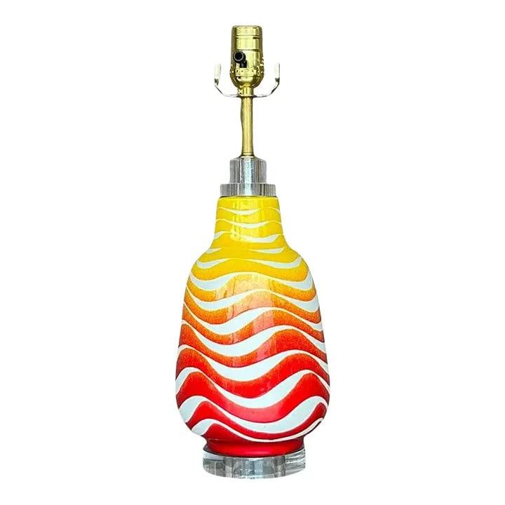 Vintage Italian Yellow Glazed Ceramic Lamp 17 Inch Elegant Decor: Vintage Italian Yellow Glazed Ceramic Lamp 17 Inch Elegant Decor Introduce a touch of timeless elegance to your decor with this Vintage Italian Glazed Ceramic Lamp. Perfectly suited for American-style