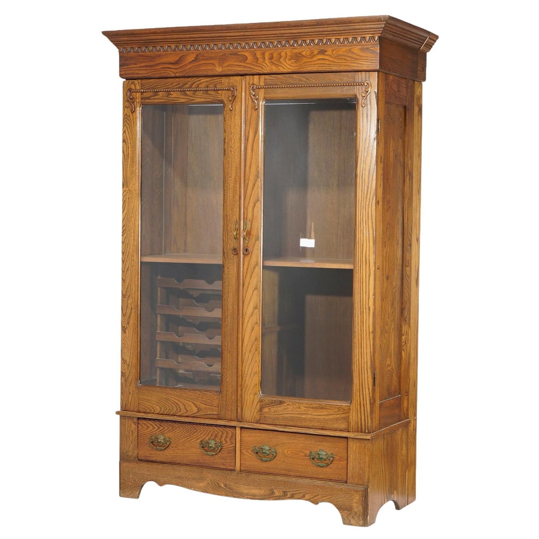 Antique Arts and Crafts Oak Bookcase with Wine Rack c1920 (1 of 18)