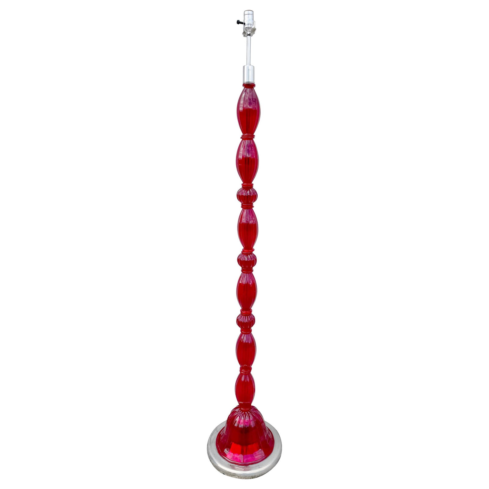 Red Murano Glass Biomorphic Column Floor Lamp by Donghia: Red Murano Glass Biomorphic Column Floor Lamp by Donghia Elevate your space with this stunning Red Murano Glass Biomorphic Column Floor Lamp, a remarkable piece attributed to the renowned design house