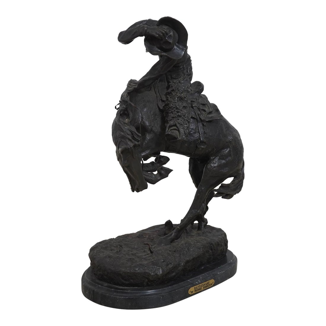 Frederic Remington Rattlesnake Cowboy Sculpture 100/100 Bronze with Marble Base (1 of 10)
