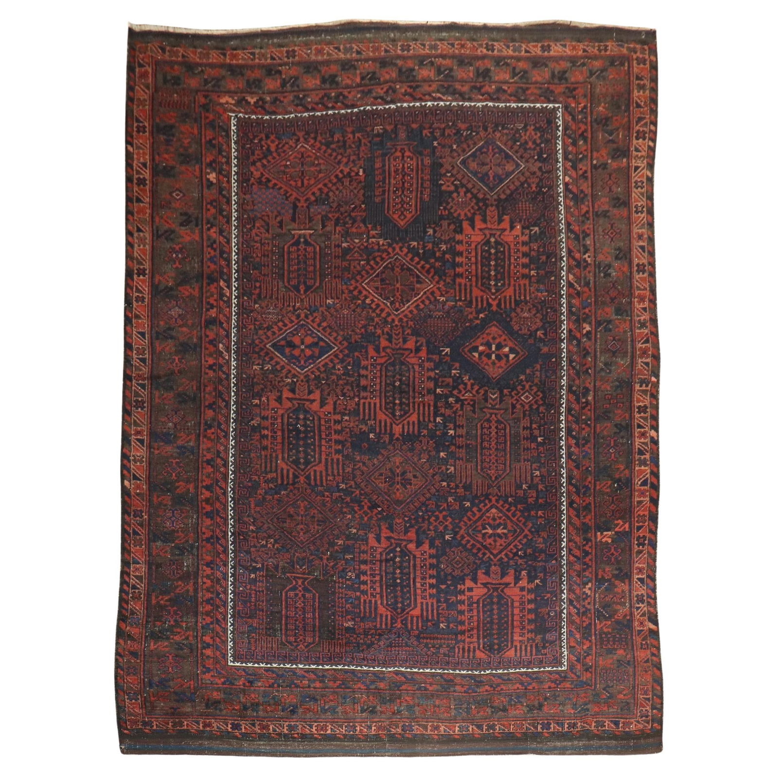 Rare Late 19th Century Hand-Knotted Tribal Balouch Room Rug 8'2'' x 10'7'' Wool Industrial Style: Rare Late 19th Century Hand-Knotted Tribal Balouch Room Rug 8'2'' x 10'7'' Wool Industrial Style Experience the charm of the late 19th century with this exquisite Tribal Balouch room rug. Hand-knotted