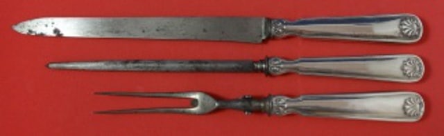 Tiffany & Co Shell and Thread Sterling Silver 3pc Roast Carving Set: Tiffany & Co Shell and Thread Sterling Silver 3pc Roast Carving Set Introducing the exquisite Shell and Thread Roast Carving Set by Tiffany & Co., a stunning 3-piece collection crafted from sterling s