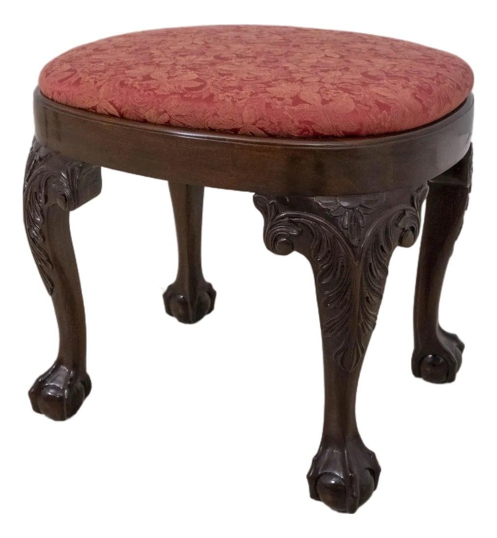 Winterthur Style Mahogany Ball and Claw Ottoman Reupholstered: Winterthur Style Mahogany Ball and Claw Ottoman Reupholstered This exquisite Winterthur Style Mahogany Ball & Claw Ottoman features fine carved details and high-quality construction, embodying the ele