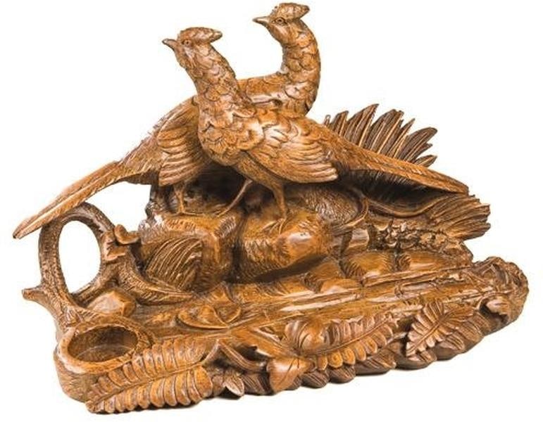 Lodge Style Almond Pheasant Resin Pen Holder Desk Tray: Lodge Style Almond Pheasant Resin Pen Holder Desk Tray Enhance your workspace with this Traditional Style Almond Pheasant Holder, a beautifully designed pen holder and desk tray that combines function