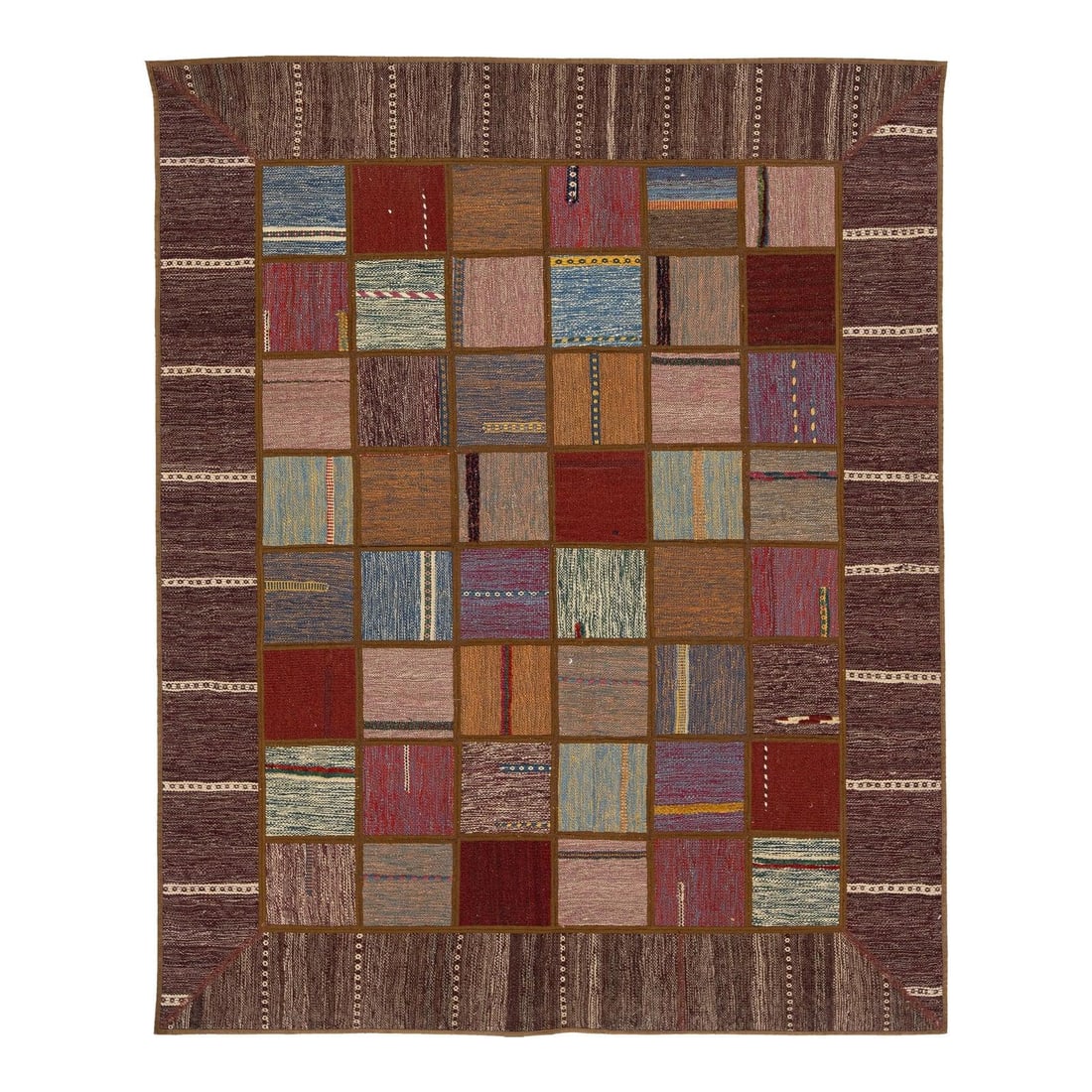 Handmade Flaweave Kilim Wool Rug Multicolor Geometric Design 5'3 x 6'6 (1 of 7)