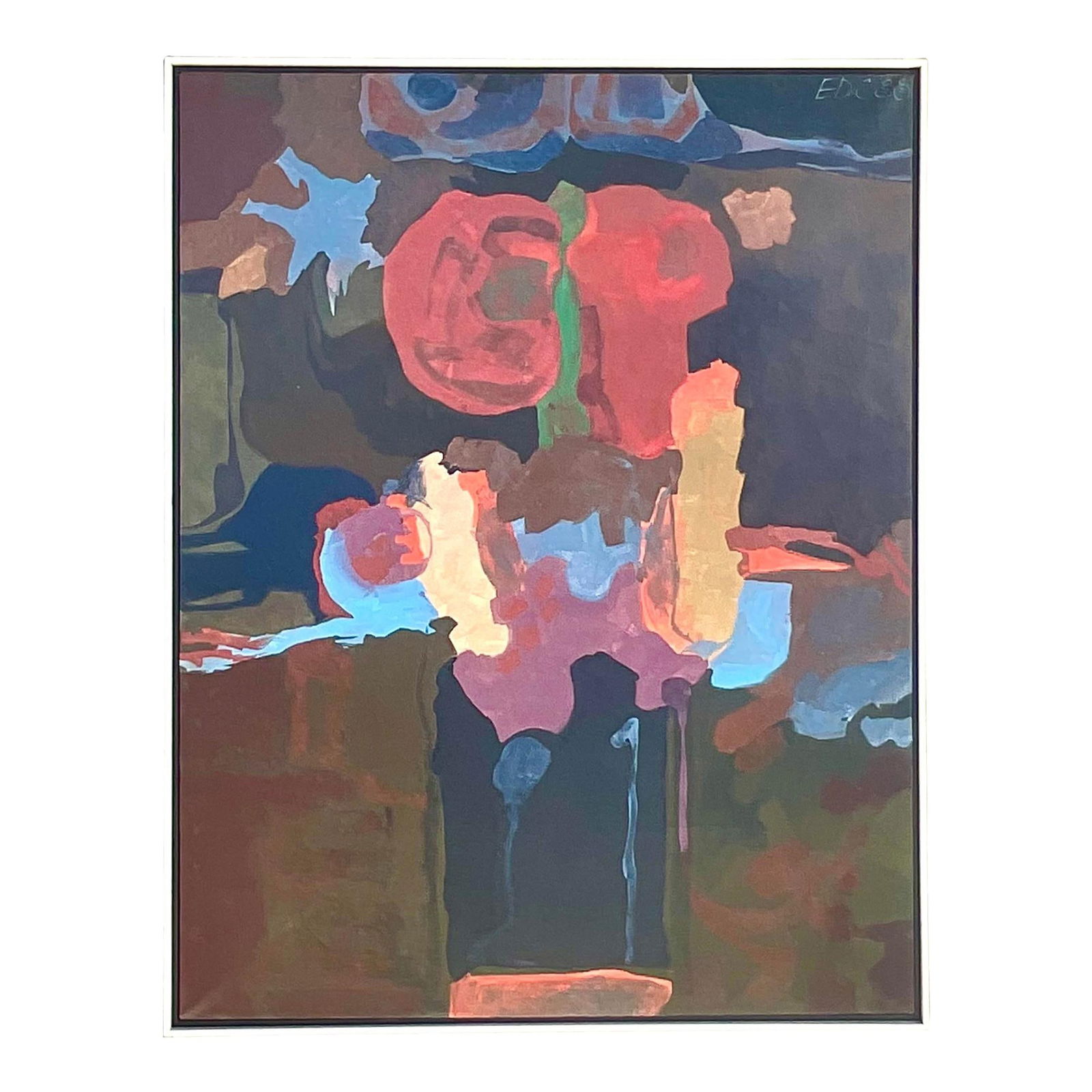 Vintage Boho Abstract Oil Portrait by Crisp 1988: Vintage Boho Abstract Oil Portrait by Crisp 1988 Discover a captivating vintage Boho original oil portrait that showcases a striking abstract composition. This artwork features gorgeous deep, rich col