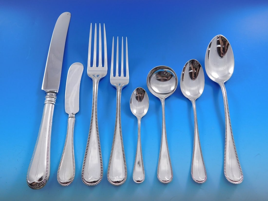 Gorham Newcastle Sterling Silver Flatware Set for 12 98 pcs Classic Design: Gorham Newcastle Sterling Silver Flatware Set for 12 98 pcs Classic Design Enhance your dining experience with this exquisite Newcastle by Gorham Sterling Silver Flatware Set, designed for service of